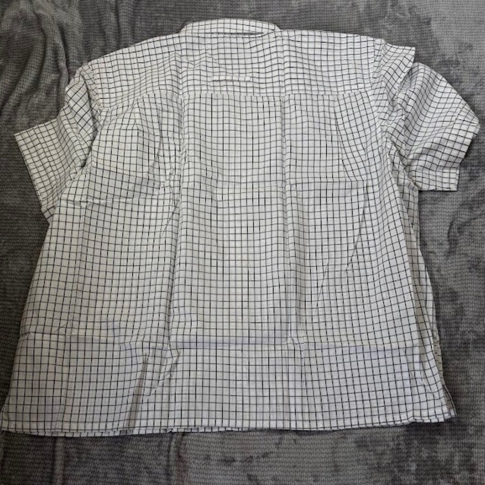 John Blair Mens 4XL Short Sleeve Button Up Shirt White Black Windowpane Check - Picture 4 of 6